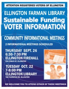 Sustainable Funding Voter Information Meeting @ Ellington Fire Hall